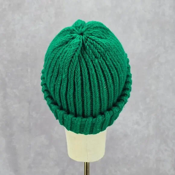 Green Crochet Knit Bucket Cap Hat Fun Vintage Y2K Funky‎ Beanie - Picture 4 of 4